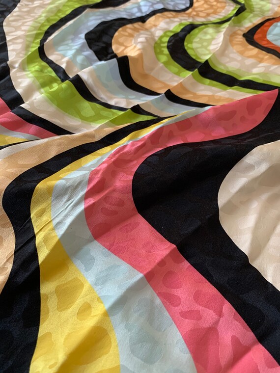 100% Silk Vintage Scarf Swirly Colorful Style - image 4