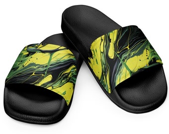 Men's Sandal Slides | Abstract Design | Summer Sandals  | Comfy Slides | Faux Leather | Lightweight