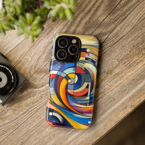 Artistic Phone Case, Abstract Design, Colorful Protective Cover, Unique Gift for Phone Lovers, Modern Tech Accessory