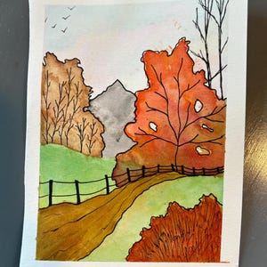 Cartão de Outono em Aquarela