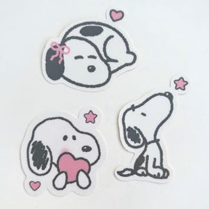 Sleepy puppy snoopie glossy die-cut sticker set