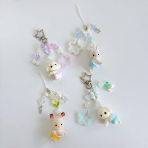 Handmade Baby-Häschen Tier Critter Perlen Schlüsselbund | Telefon-Anhänger