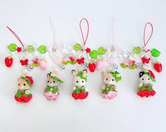 Strawberry Critter Berry Babies Beaded Keychain Bag Charm | Phone Charm