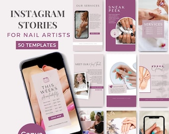 Nail Tech Instagram Templates Nail Artists Social Media Posts Canva Templates for Nail Artists Beauty Business Instagram PL1023