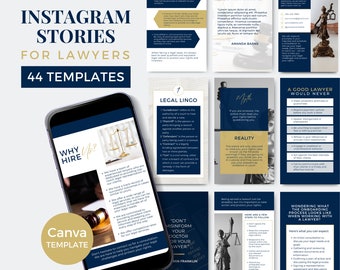 Lawyer Templates Canva Law Office Instagram Stories Posts Law Firm Social Media Templates Attorney Canva Templates Insta Navy Gold NG0723