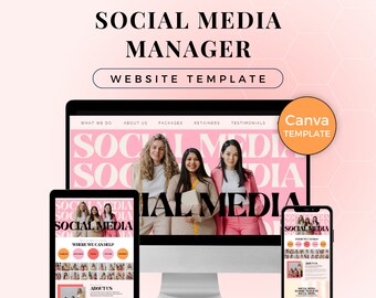 ウェブサイトテンプレート Canva ソーシャルメディアマネージャー ランディングページテンプレート SMM エージェンシーテンプレート Canva ソーシャルメディアマネージャー ウェブサイト Bright BSM0224