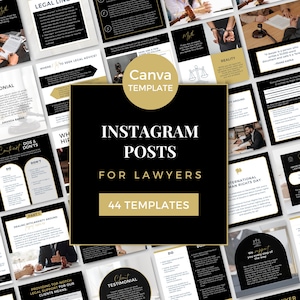 Lawyer Templates Canva Law Office Instagram Posts Law Firm Social Media Templates Attorney Canva Templates Insta Posts Black Gold BG0723