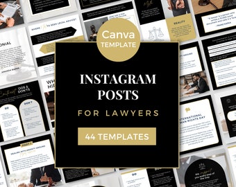 Lawyer Templates Canva Law Office Instagram Posts Law Firm Social Media Templates Attorney Canva Templates Insta Posts Black Gold BG0723