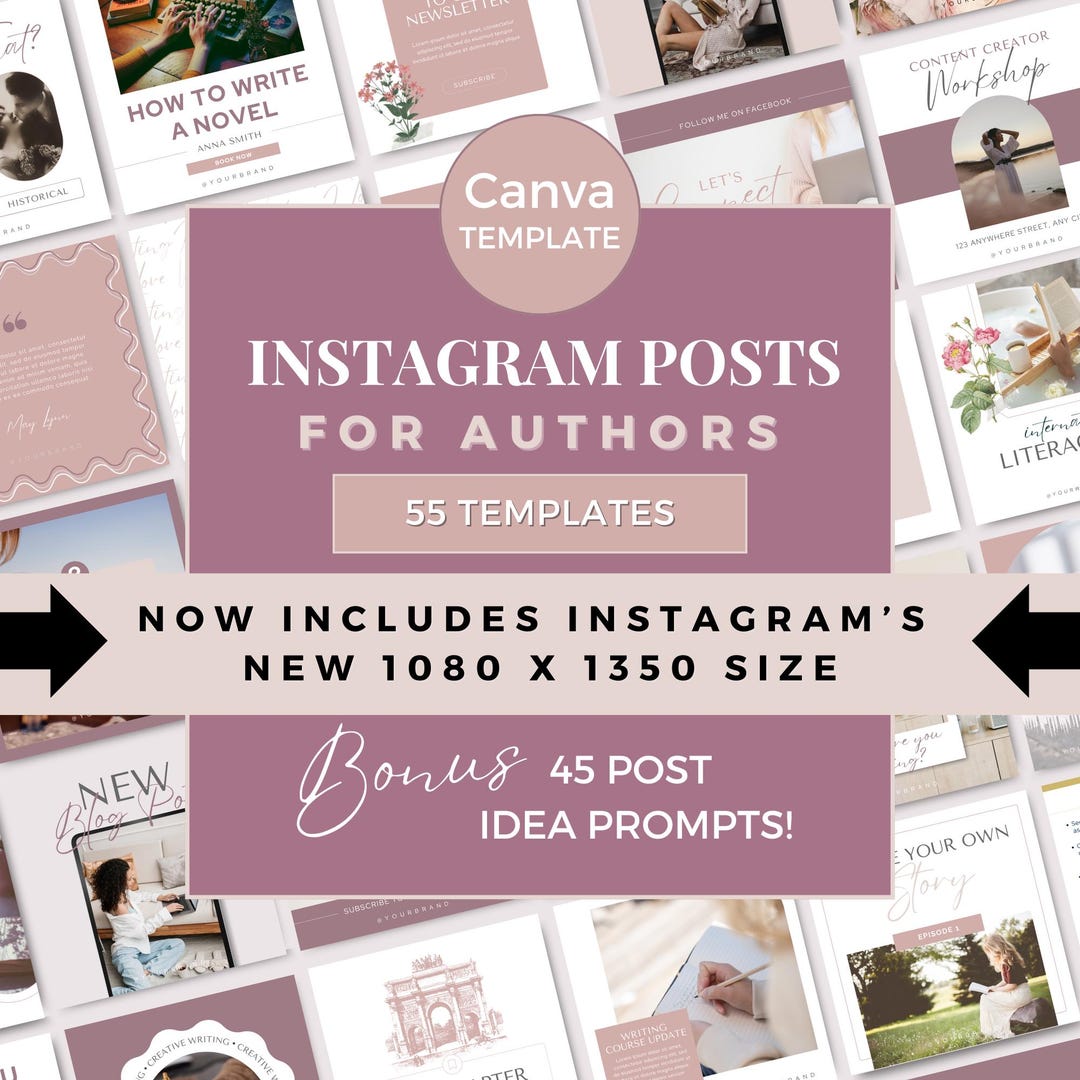 Author Instagram Posts Canva Template Writers Social Media Posts Author ...