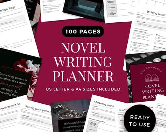 Novel Writing Planner Author Journal Writers Template Printable Book Planner Goodnotes Novel Printable Writing Workbook Dark Moody DM0823