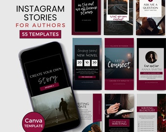 Autor Posty na Instagramie Szablon Canva Pisarze Historie w mediach społecznościowych Pomysły na historie na Instagramie Autor Szablony Bookstagram IG Dark Moody DM0823
