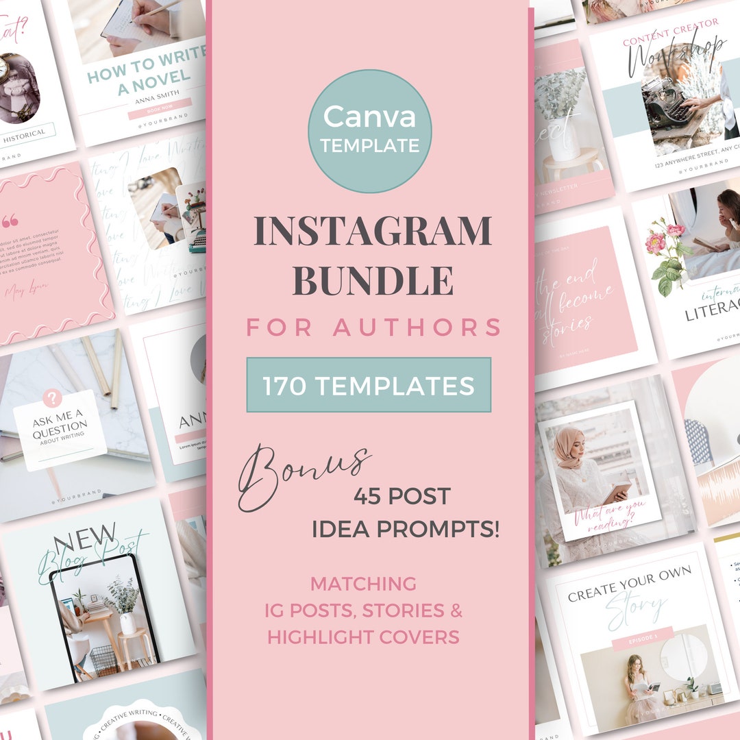 Author Instagram Posts Canva Template Writers Social Media Posts Author ...