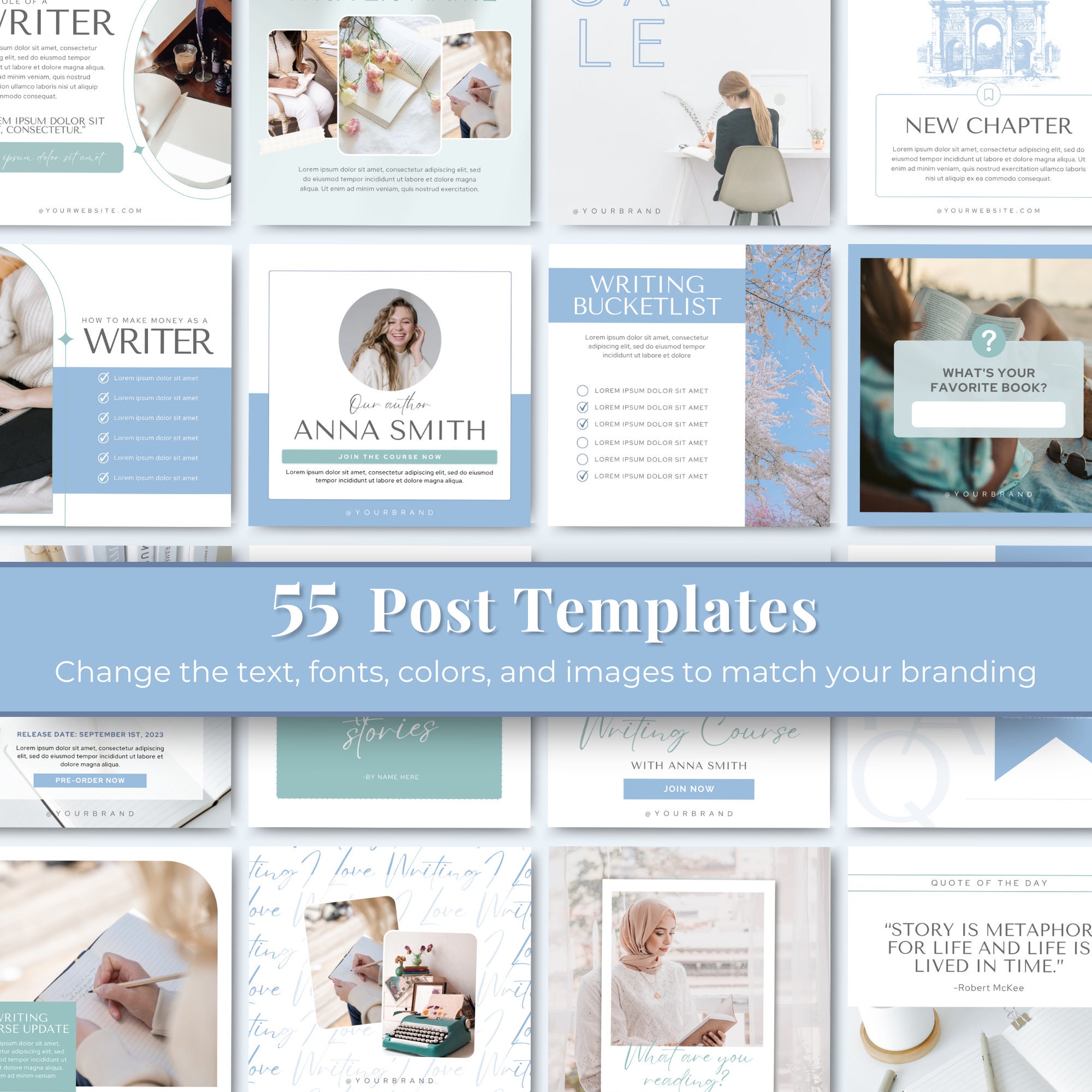 Author Instagram Posts Canva Template Writers Social Media Posts Author ...