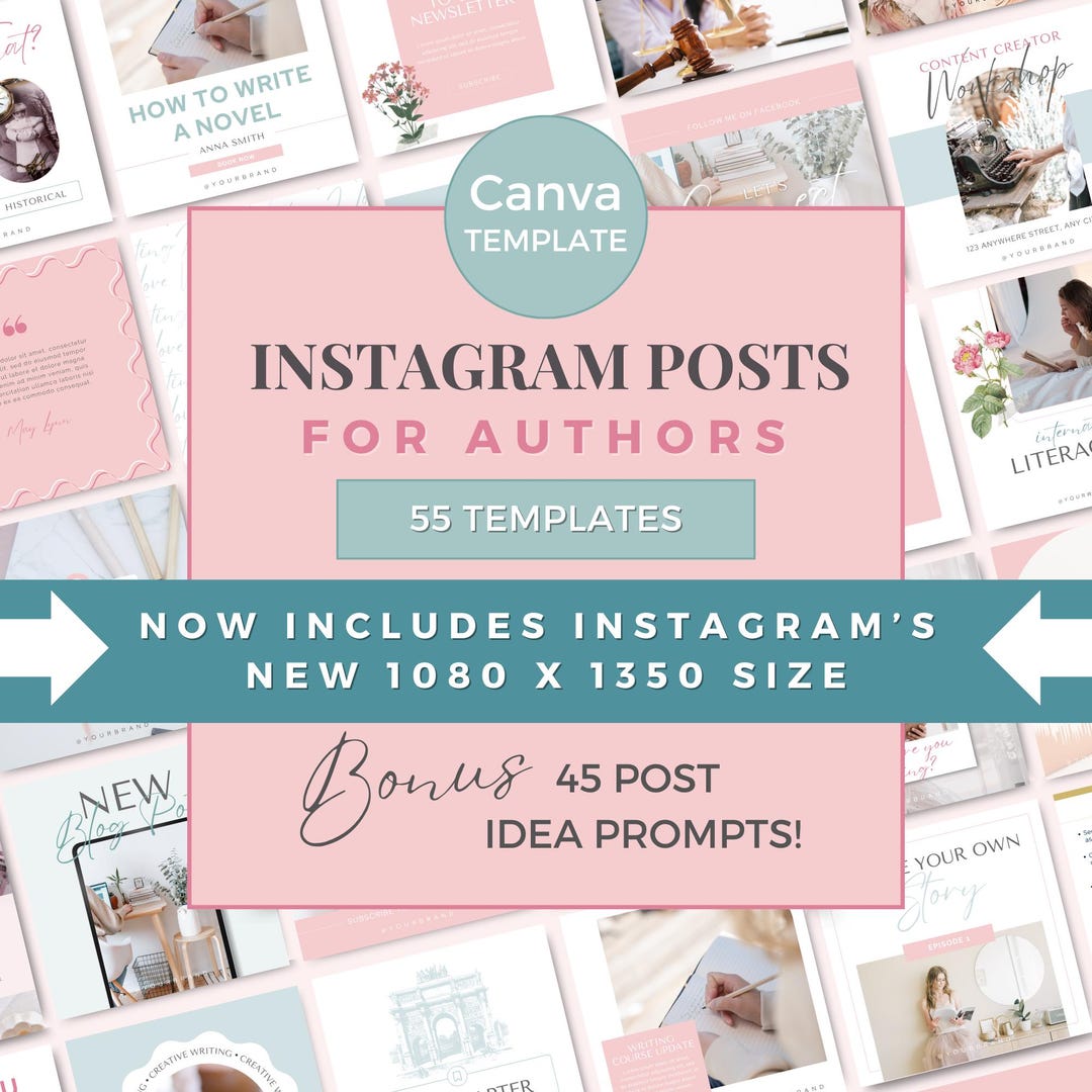 Author Instagram Posts Canva Template Writers Social Media Posts Author ...