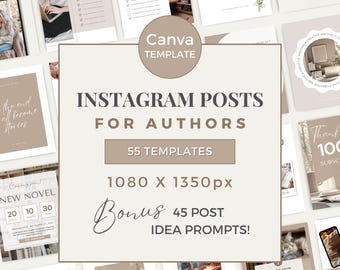 Autor Posty na Instagramie Szablon Canva Pisarze Posty w mediach społecznościowych Pomysły na Instagram autora Szablony Bookstagram IG Neutral Boho NT0225