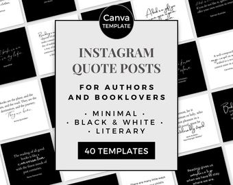 Author Instagram Quote Templates | Black & White Book Quotes for Bookstagram | Canva IG Posts BW0124