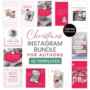 Szablon Canva dla postów autora na Instagramie, posty w mediach społecznościowych na Boże Narodzenie, pomysły na posty autora na Instagramie, szablony świąteczne Bookstagram IG PG0723