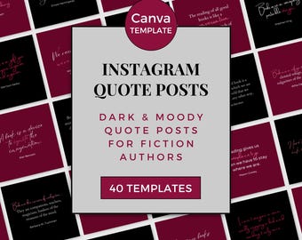 Modello Canva per post di citazioni di Instagram dell'autore / Citazioni di libri dall'atmosfera cupa per Bookstagram / DM0823