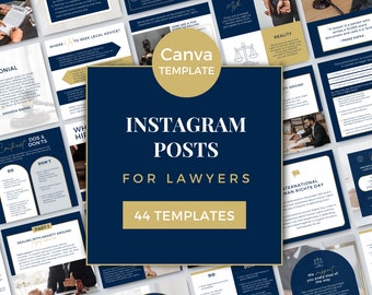Lawyer Templates Canva Law Office Instagram Posts Law Firm Social Media Templates Attorney Canva Templates Insta Posts Navy Gold NG0723