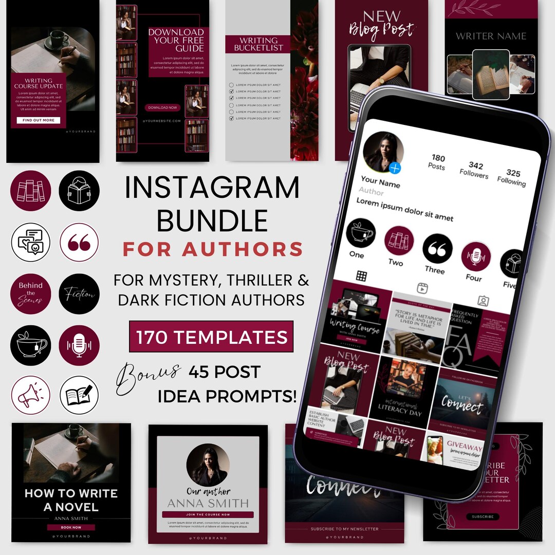 Author Instagram Templates | Canva Social Media Posts for Mystery ...
