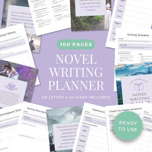 Novel Writing Planner Author Journal Writers Template Printable Book Planner Goodnotes Novel Printable Writing Workbook Purple Green PG0124