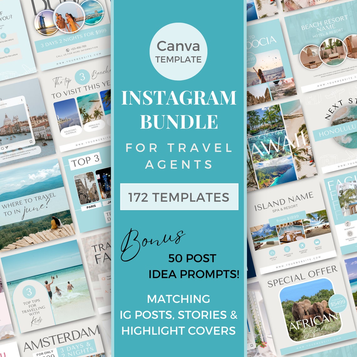 Travel Agent Instagram Template Travel Agency Templates Canva Travel ...