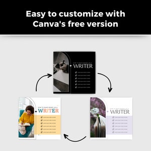 May include: Three different Instagram post templates with a black, yellow, and purple background. Each template has a white circle with the text "HOW TO MAKE MONEY AS A WRITER" and a list of bullet points.