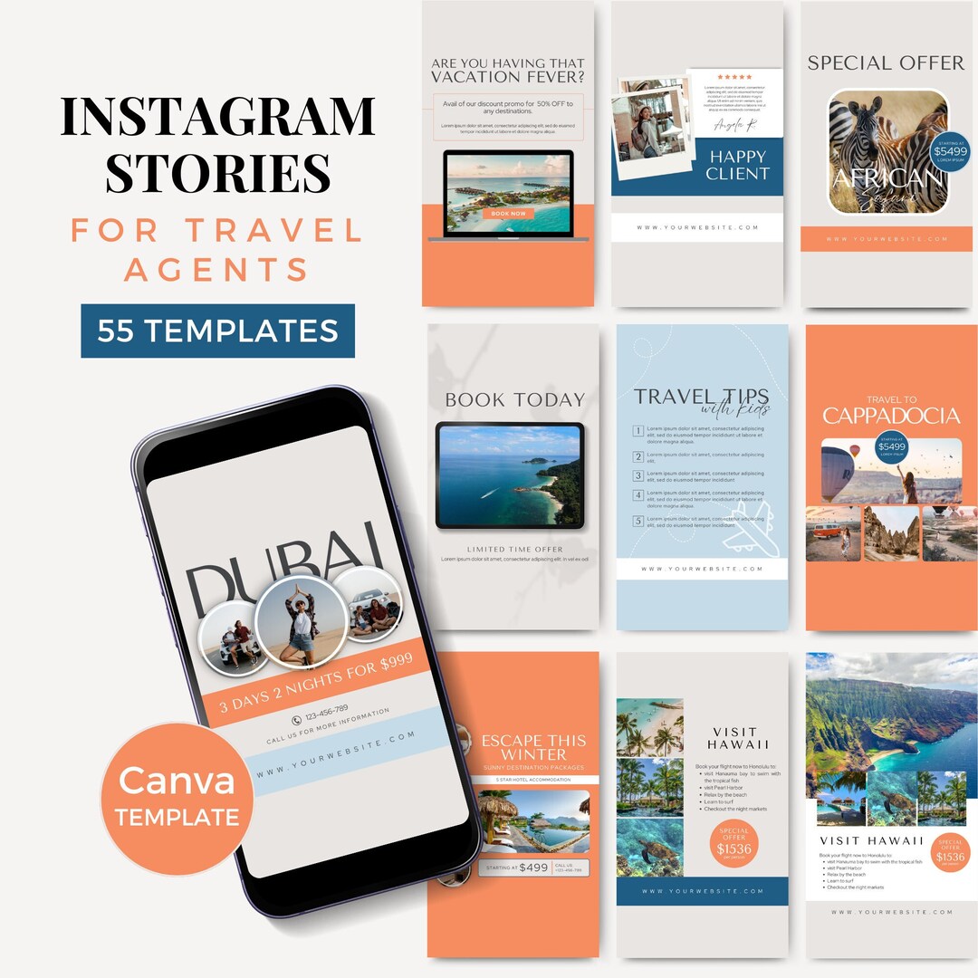 Travel Agent Instagram Template Travel Agency Templates Canva Travel ...