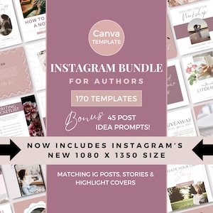 Author Instagram Bundle | Canva Templates for Writers & Bookstagram | Social Media Kit + Stories + Highlight Covers PL0723