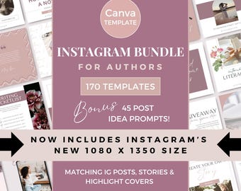 Author Instagram Bundle | Canva Templates for Writers & Bookstagram | Social Media Kit + Stories + Highlight Covers PL0723