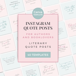 Autor Instagram Zitat Posts Canva Vorlage | Buch Zitate für Bookstagram | IG Pink Grün PG0723