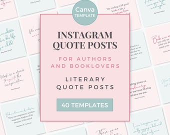 Modello Canva per post di citazioni di Instagram dell'autore / Citazioni di libri per Bookstagram / IG Rosa Verde PG0723