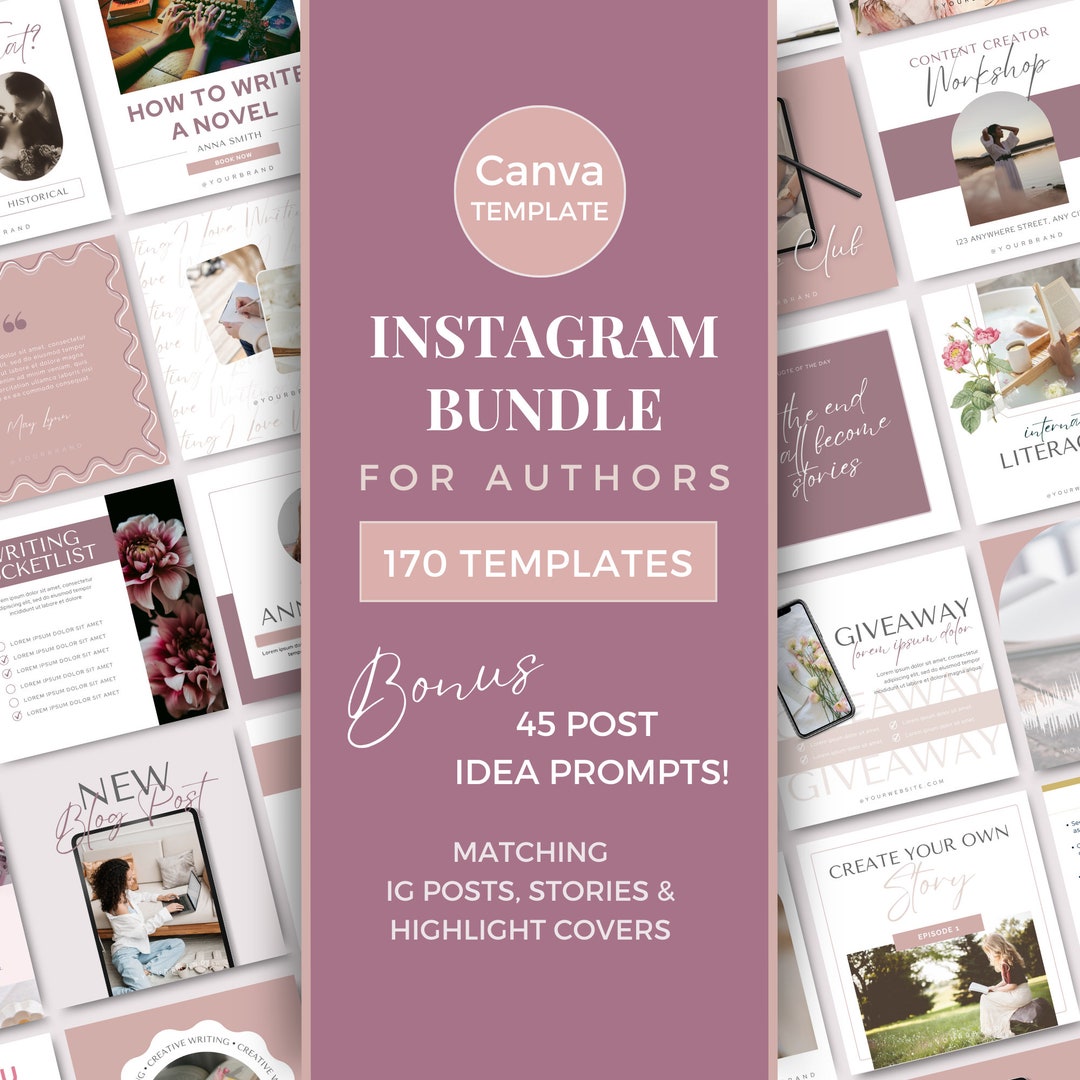 Author Instagram Posts Canva Template Writers Social Media Posts Author ...