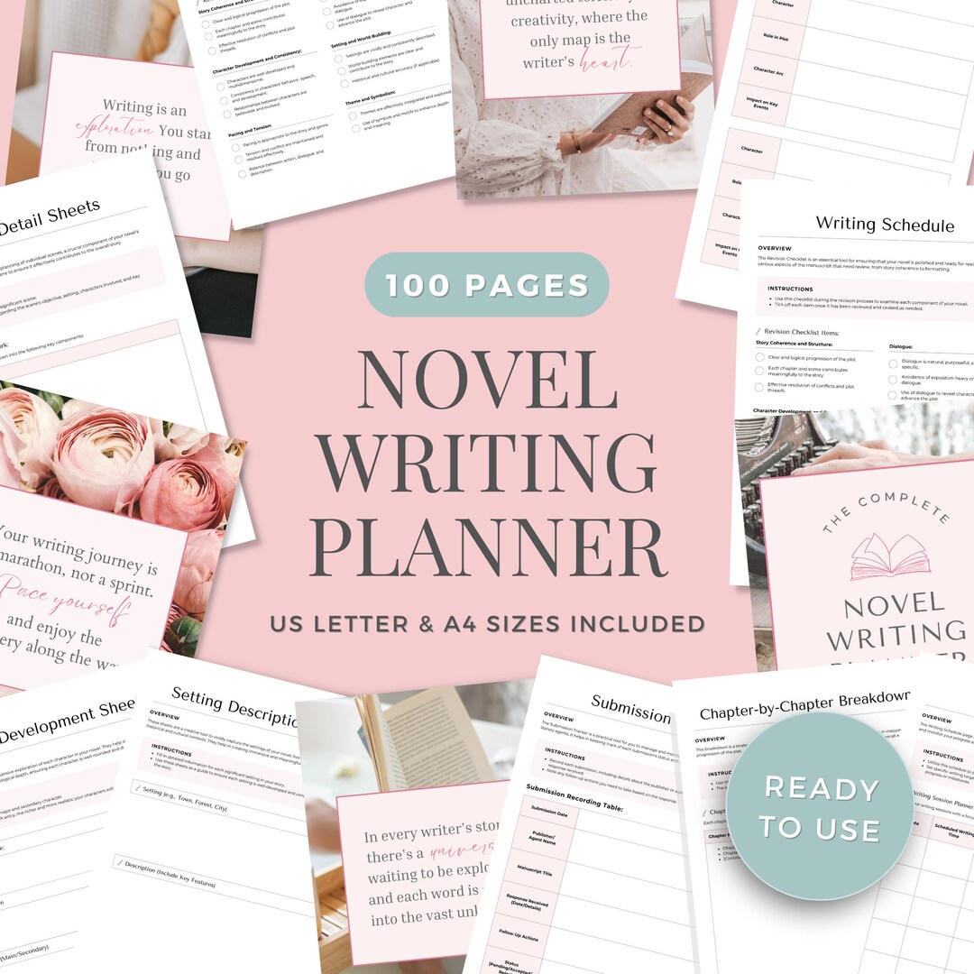 Novel Writing Planner Author Journal Writers Template Printable Book ...