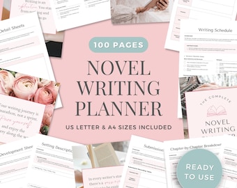 Novel Writing Planner Author Journal Writers Template Printable Book Planner Goodnotes Novel Printable Writing Workbook Pink Green PG0723