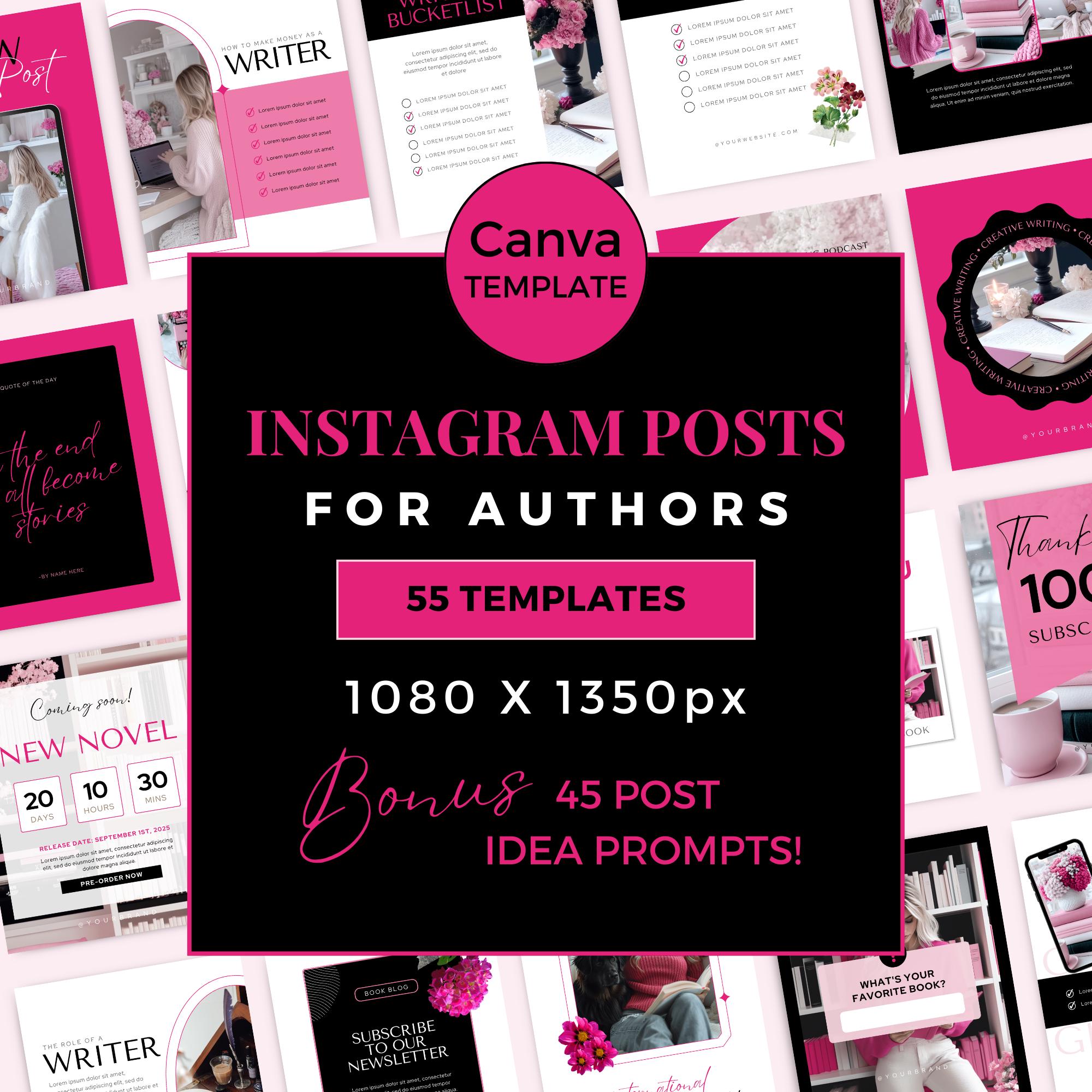 Author Instagram Posts Canva Template Writers Social Media Posts Author ...