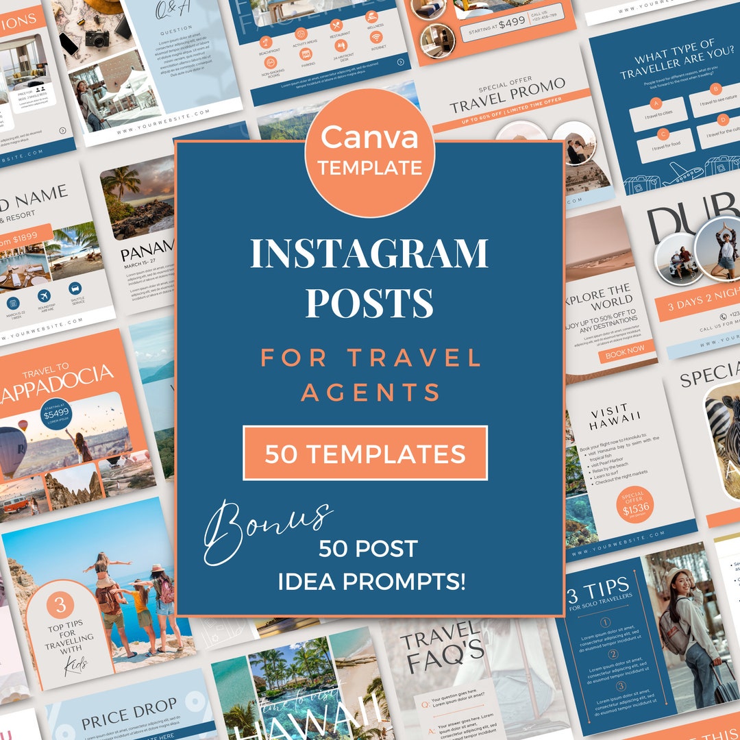 Travel Agent Instagram Template Travel Agency Templates Canva Travel ...