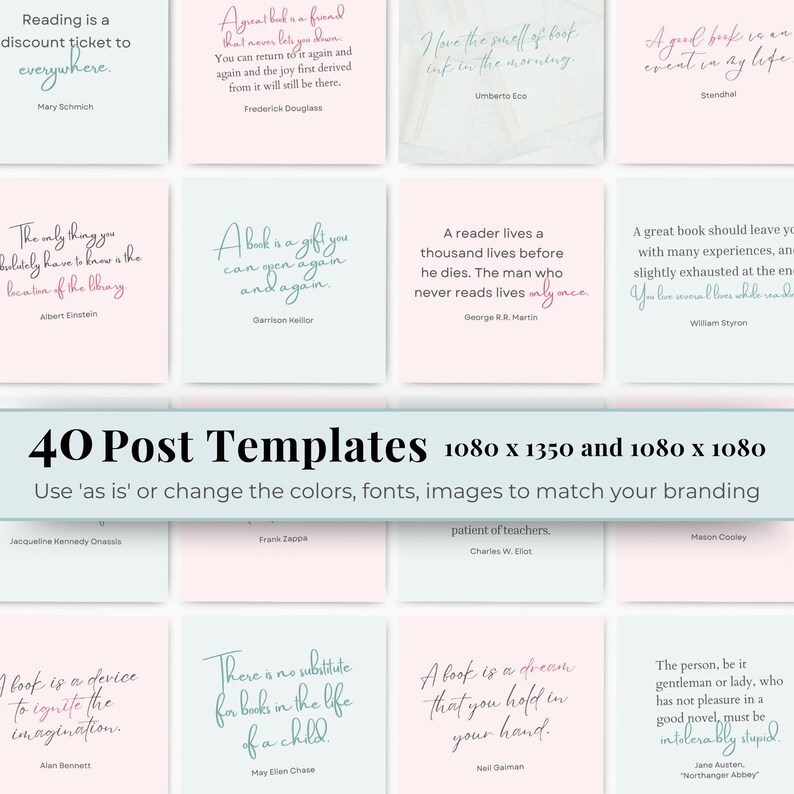Author Instagram Quote Posts Canva Template | Book Quotes for ...