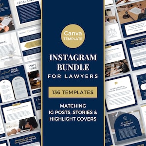 Modelli per avvocati Canva Post Instagram per studi legali Modelli per social media per studi legali Modelli Canva per avvocati Insta BUNDLE Navy Gold NG0723