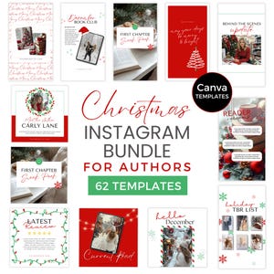 Posty autora na Instagramie Szablon Canva Posty w mediach społecznościowych na Boże Narodzenie Pomysły autora na Instagramie Szablony świąteczne Bookstagram Insta Stories