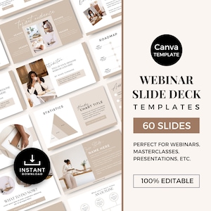 Slide Deck Template Canva Presentation Template Canva Masterclass Template Webinar Slide Deck Course Creator Template - Neutral Beige BG0623
