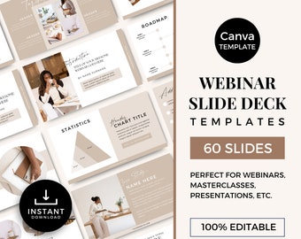 Slide Deck Template Canva Presentation Template Canva Masterclass Template Webinar Slide Deck Course Creator Template - Neutral Beige BG0623