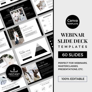 Webinar Template Coach Slide Deck Template Canva Präsentationsvorlage Canva Masterclass Template Kursdesigner Template Schwarz Weiß BW0224