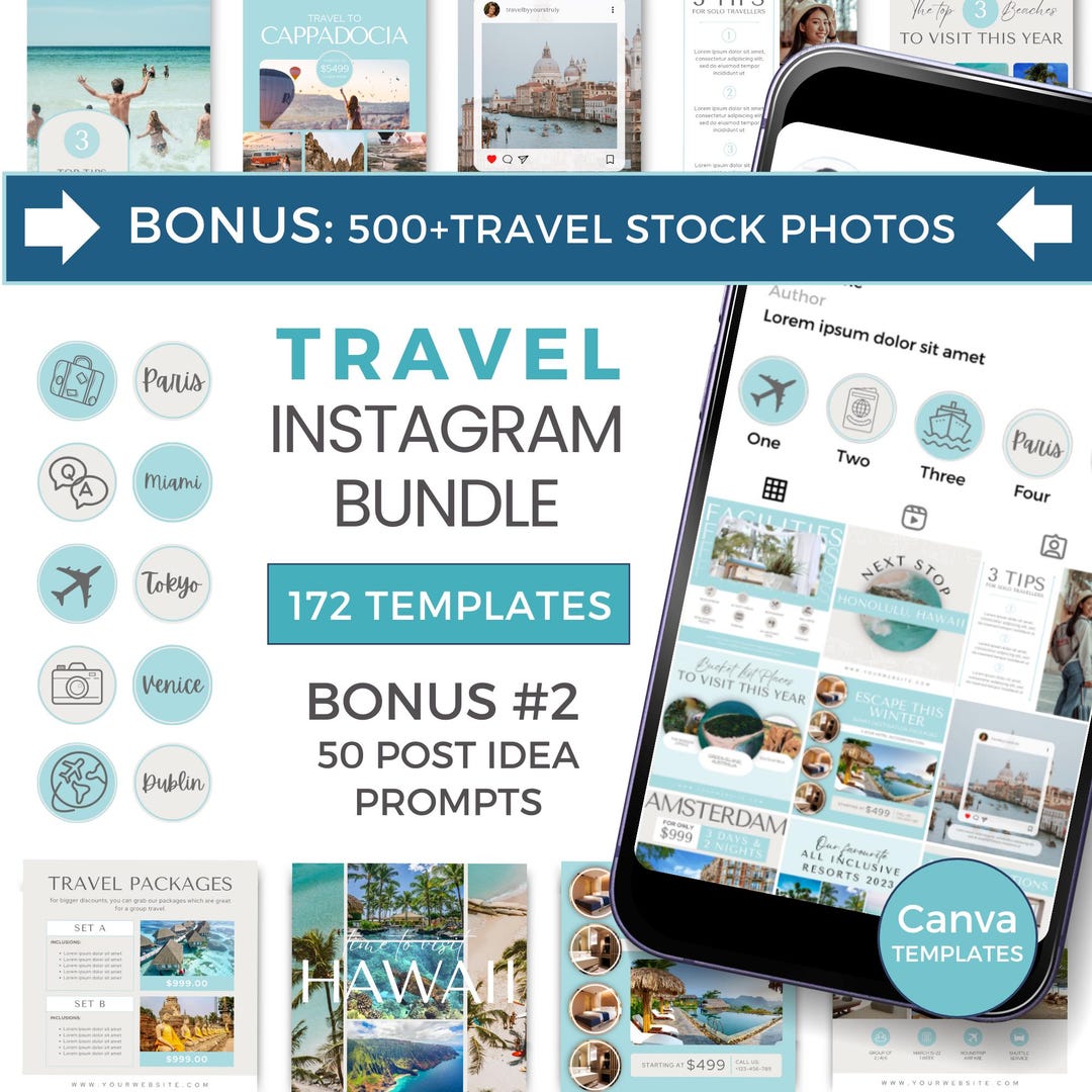 Travel Agent Instagram Template Travel Agency Templates Canva Travel ...