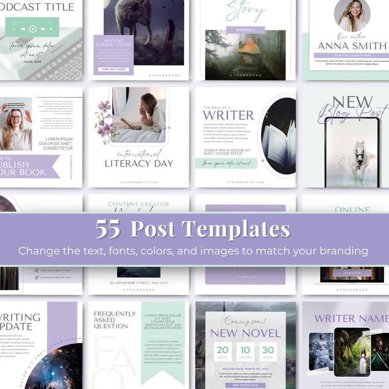 Author Instagram Posts Canva Template Writers Social Media Posts Author ...