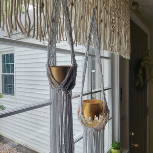 Vintage, boho macrame air plant, succulents and small plant hanger