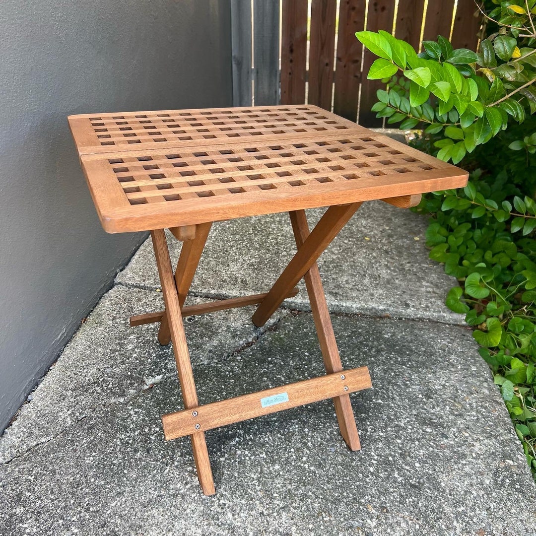 Eucalyptus Folding Patio Side Table by Outdoor Interiors Etsy