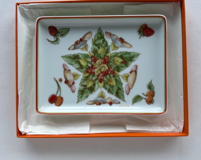 Service 4 Assiettes à Dessert Hermès 'Le Jardin De Pythagore' - Motif Floral