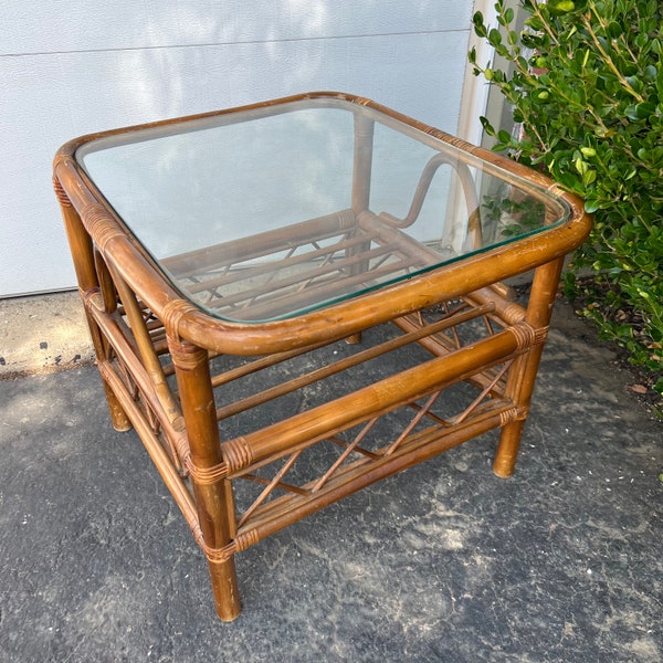 Rattan Side Table Etsy
