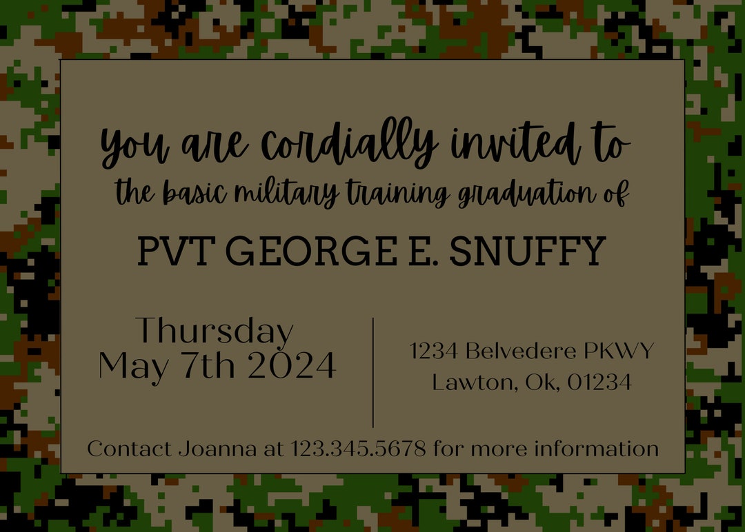 Digital Camo Basic Military Training Graduation Invitation | E-vites ...